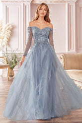 Off Shoulder Long Sleeve Gown
